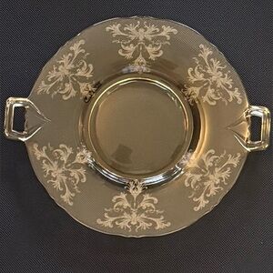 VTG Fostoria Chintz Serving Plate With Handles